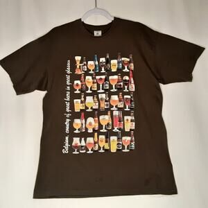 💎Belgium Beers Collection Men Graphic Tee T-Shirt Sz Large Short Sleeve Cotton